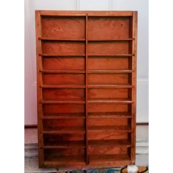 Vintage MCM Wood Shelf Storage Cabinet 25"x 16"x 2.5"
